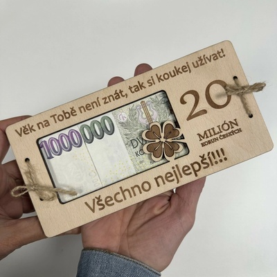 Dekorace z Česka Milion korun k narozeninám Jubileum: 20, Varianta: Bez podpisu