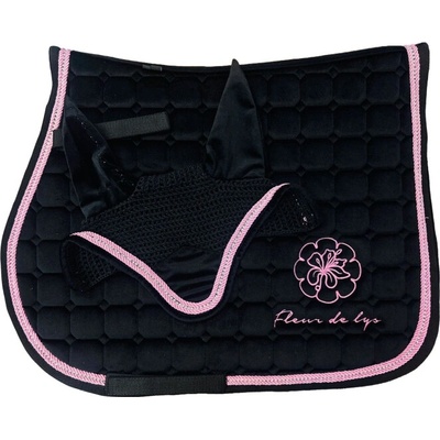 Fleur de lys Set Velvet plstenka a ušaňa čierna ružová