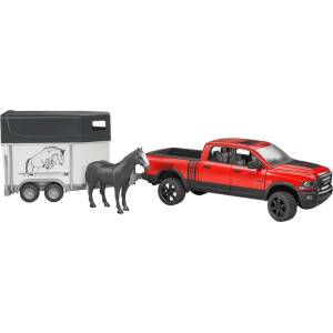 BRUDER Bruder RAM 2500 Power Wagon модел с ремарке за кон, червен/бял, кон в комплекта (02501)