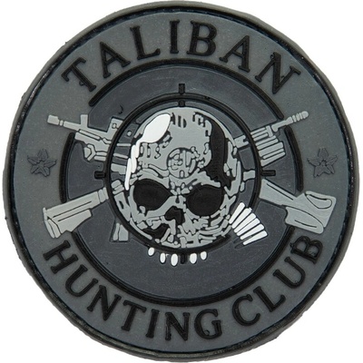 Plastové 3D patche 3D gumová nášivka TALIBAN HUNTING CLUB Patch - Sivá