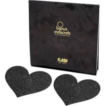 Image 1 of Блестяща декорация за зърна, сърца - Flash Heart Black (BIJOUX0116)