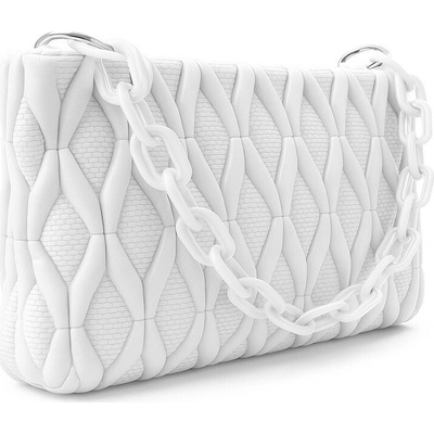 Biela netradičná prešívaná crossbody dámska kabelka Azzini