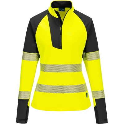 Portwest hivis pw3 t173 / Дамски светлоотразителен суитшърт с 1/4 цип - hv жълто/черно xxl (t173ybrxxl)