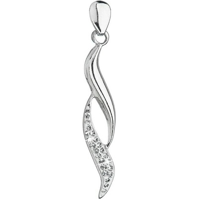 Pavona Strieborný prívesok so Swarovski krištálmi biela vlnka 34256.1