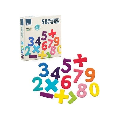 Vilac Dřevěné magnetické číslice 58 ks