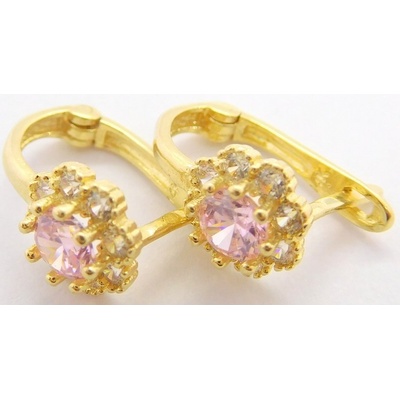 Klenoty Budín Dámské/dívčí zlaté s růžovými růženíny a zirkony HK2012