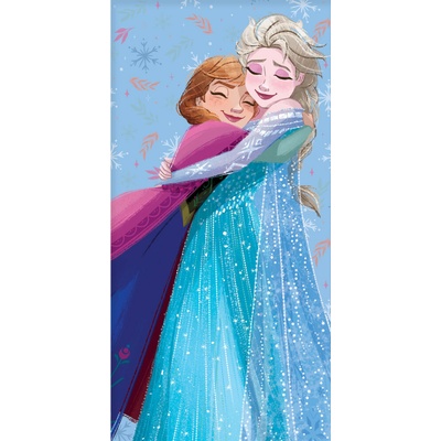 BrandMac dětská osuška FROZEN sestry v objetí modrá 70 x 140 cm