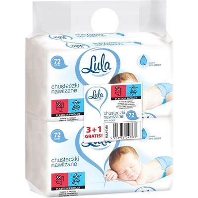 Lula vlhčené obrúsky 99% vody 4 x 72 ks