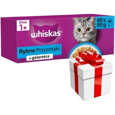 Whiskas Adult Rybí pochoutky v želé + překvapení pro kočku 80x85 g
