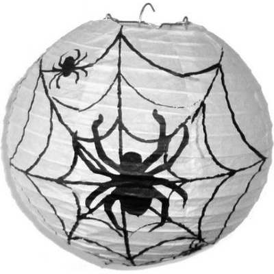 Papierový lampión Halloween pavúk s pavučinou 20 cm