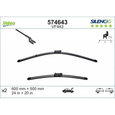 Valeo Silencio Flat Blade set 600+500 mm VA 574643