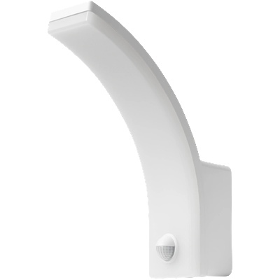 Светодиодна лампа със сензор ON/OFF, регулируема мощност 12W/15W/20W, 4000K, IP65 - за стена, бяла (LLPS204WH)