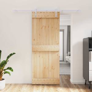 vidaXL Преплъзваща се врата Естествено и бяло 80 x 210 cm (3444952)