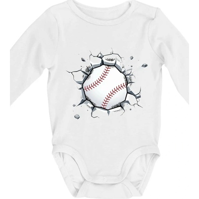 Baseball lopta v triku Body dojčenské s dlhým rukávom dlouhý rukáv biele
