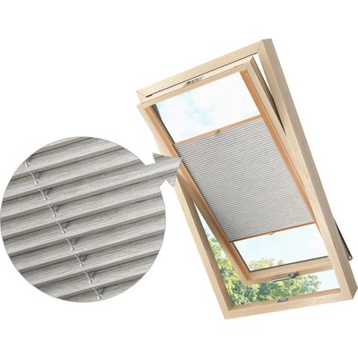 Zebra-shop Zastiňující roleta Plissé pro střešní okno Sv. Šedý melír PD306 Velux MK04 borovice