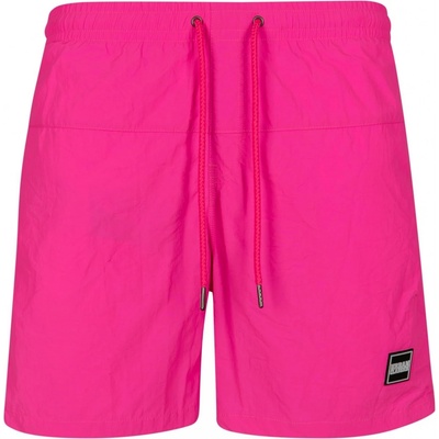 Urban Classics Barevné plavky šortky kontrastní šňůrkou růžová neonová