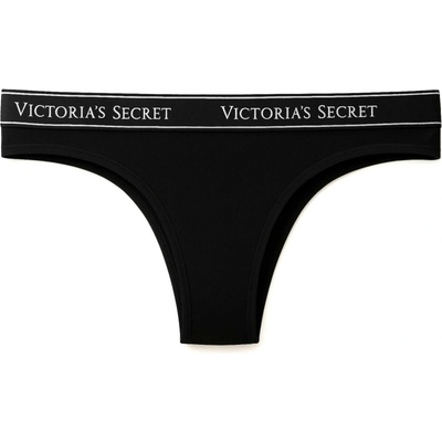 Victorias Secret Tanga Bavlněné Kalhotky Stretch Logo Brand černé