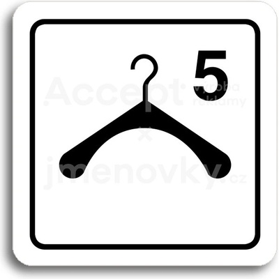 ACCEPT Piktogram šatna 5 III - bílá tabulka - černý tisk
