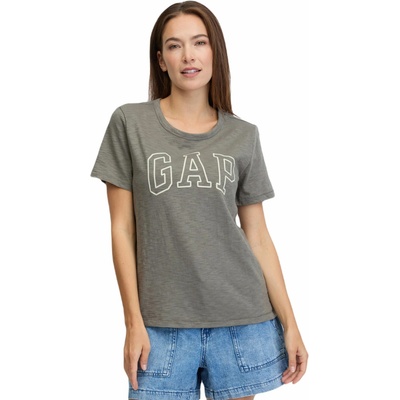 GAP Dámske tričko LOGO SLUB khaki biela
