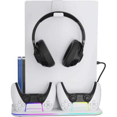 CANYON Многофункционална охладителна стойка за PlayStation 5 CANYON CND-CSPS5W-1, cooling stand CS-51 RGB PS5 Slim/DE Charge White (CND-CSPS5W-1)