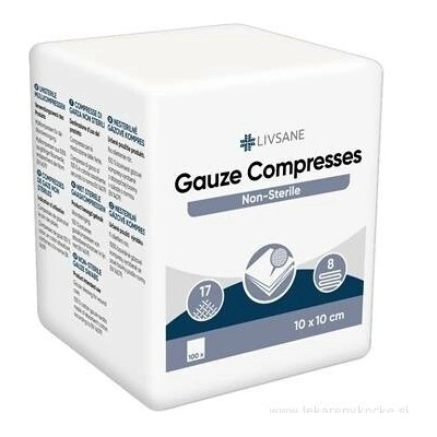 PXG Pharma GmbH LIVSANE Gázové kompresy nesterilní 10 x 10 cm 100 ks