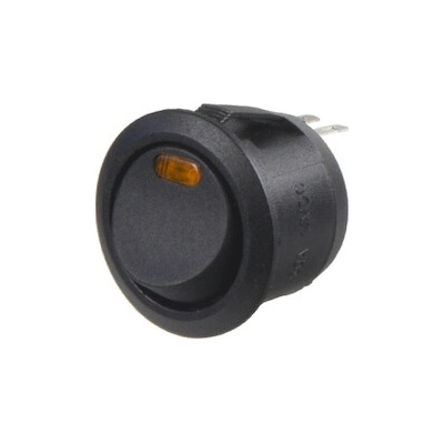 Spínač kolébkový kulatý 20A oranžová LED, 47034