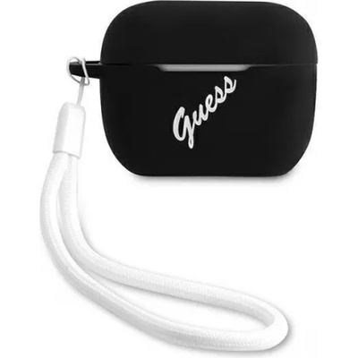 Apple Силиконов калъф кейс Guess GUACAPLSVSBW cover black white Silicone Vintage за Apple AirPods Pro