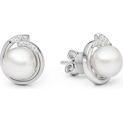 Gaura Pearls stříbrné náušnice s bílou perlou Marcella SK23372E/W Bílá