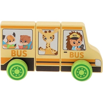 Trefl Дървена играчка Trefl Tiny Tails - Училищен автобус, 3 части (61788)
