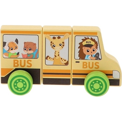 Trefl Дървена играчка Trefl Tiny Tails - Училищен автобус, 3 части (61788)