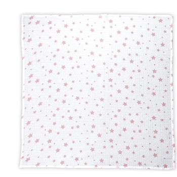 Lorelli Памучна пелена Lorelli - 80 х 80 cm, бяла с розови звезди (10340092301)