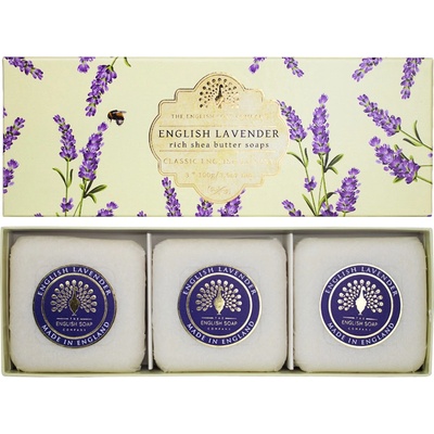 English Soap Company Anglická levandule sada tuhých mýdel 3 × 100 g