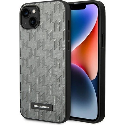 KARL LAGERFELD Кейс Karl Lagerfeld KLHCP14MSAKLHPG за iPhone 14 Plus 6.7"", твърд, сив / сив, Saffiano Mono Metal Logo