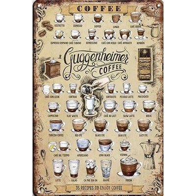 Plechová ceduľa Coffee Menu (z178)