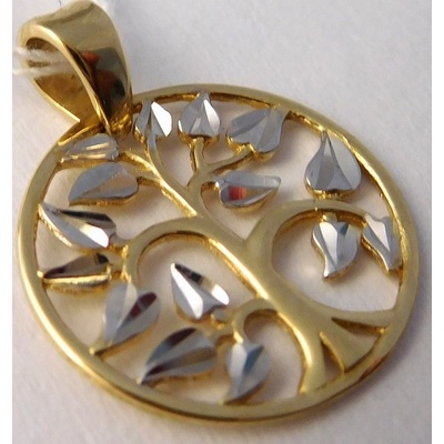 Klenoty Budín Zlatý přívěsek z bílého a žlutého zlata strom života HK3208