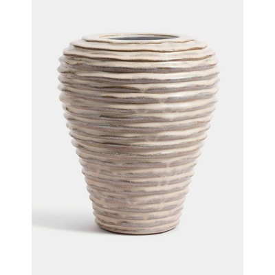 Marks & Spencer Средно голяма керамична ваза с линейно ребрене Marks & Spencer сметанова Marks & Spencer | Bezhov | Home | ЕДИН РАЗМЕР
