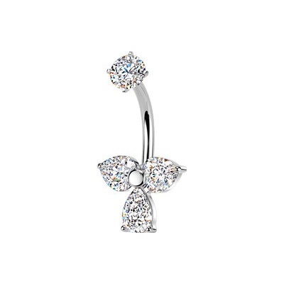 Šperky4U Ocelový piercing do pupíku se zirkony BS1070