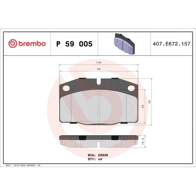 Sada brzdových platničiek kotúčovej brzdy BREMBO P 59 005