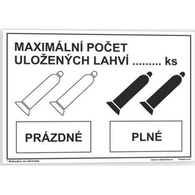 Traiva s.r.o Maximální počet uložených láhví ..... Ks prázdné - plné Verze: Plast 210 x 148 mm (A5) tl. 0.5 mm - Kód: 00491
