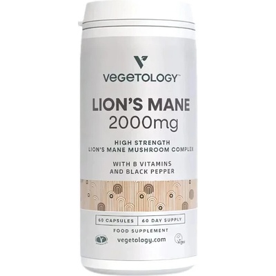 Vegetology Vegan Lion's Mane Korálovec ježatý 2000 mg + B-Komplex 60 kapsúl
