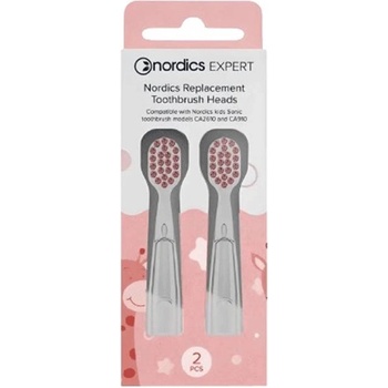 Nordics Резервни глави за детски електрически четки за зъби, розови, 2 броя