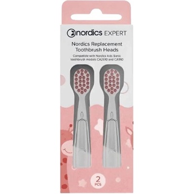 Nordics Резервни глави за детски електрически четки за зъби, розови, 2 броя