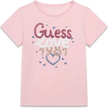 GUESS Тениска в розов цвят за мини момиче Guess Love с глитери