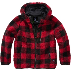 Brandit Детско яке Teddyfleece с качулка Brandit, червено/черно (6020.41)
