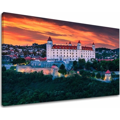 Papilora Obraz Bratislavského hradu pri západe slnka na plátne — jednodielny - 30x40 cm