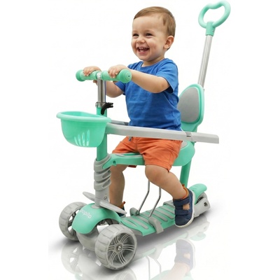 Pepita Ace 5в1 Многофункционален детски скутер със седалка и дръжка за бутане - зелен (MS-KK702-3-green)