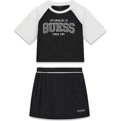 Guess Комплект черно-бяла тениска и черна пола с надписи Guess