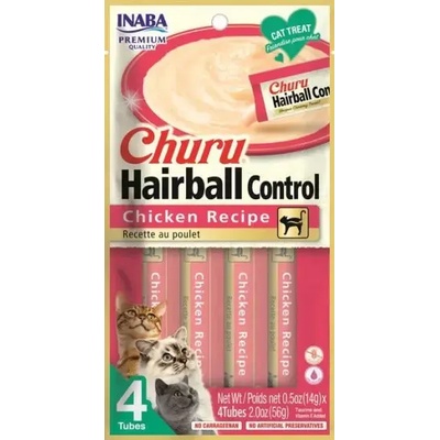 Inaba Churu Hairball Control Chicken Recipe - Кремообразно лакомство за котка с пилешко месо подпомагащо контрола на космените топки 4бр