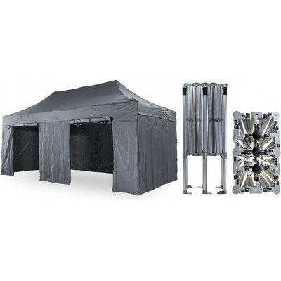 TENTino BIG HEXAGON Nůžkový párty stan 4x6 m /6 noh 17A - ANTRACIT
