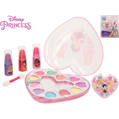 Disney Princess sada krásy s očními stíny lesky na rty 14 ks ve tvaru srdce na kartě
